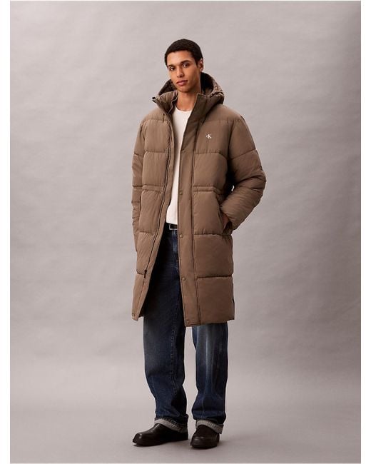 Calvin Klein Men's Natural Calvin Klein Long Puffer Coat