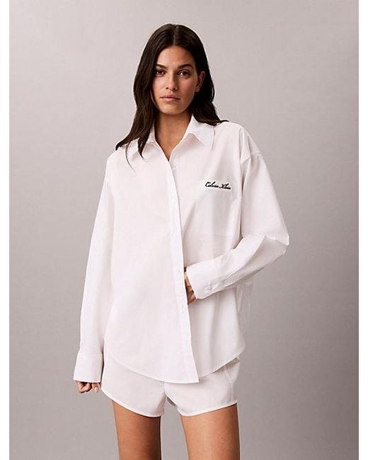 Calvin Klein Pink Pyjama Shirt Cotton Poplin