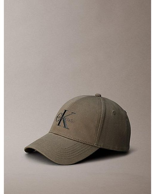 Calvin Klein Brown Embroidered Monogram Logo Twill Cap for men