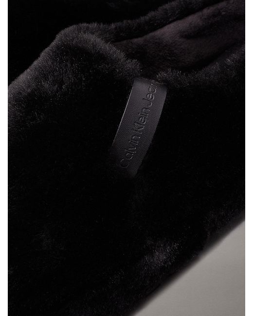 Calvin Klein Black Faux Fur Slippers