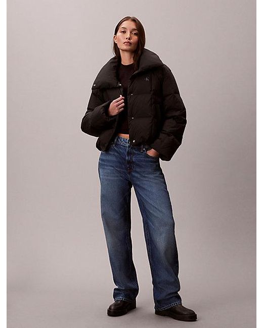 Calvin Klein Blue Jeans Short Down Puffer Jacket
