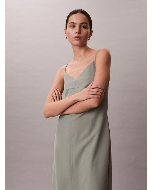 Calvin Klein Gray Casual Twill Sleeveless Shift Dress