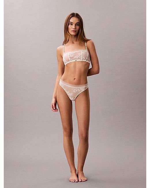 Calvin Klein Brown Bandeau Bra Ck Floral Lace
