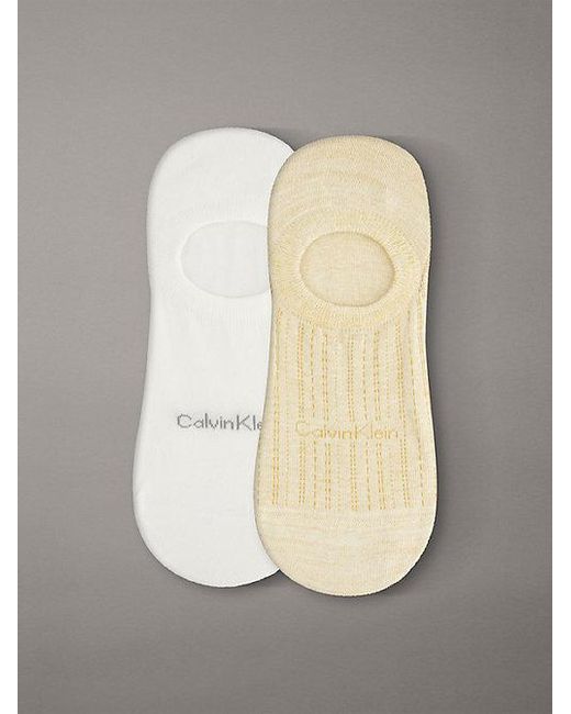 Calvin Klein White 2 Pack Soft Stripe Invisible Socks for men