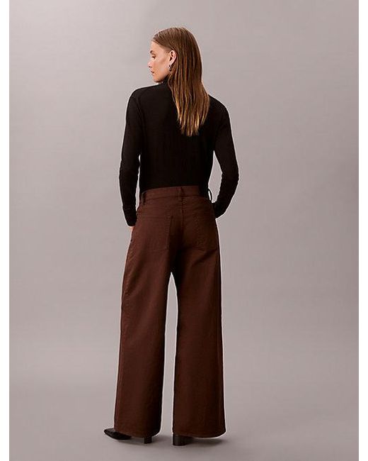 Calvin Klein Twill Broek Met Super Wijde Pijpen in het Brown