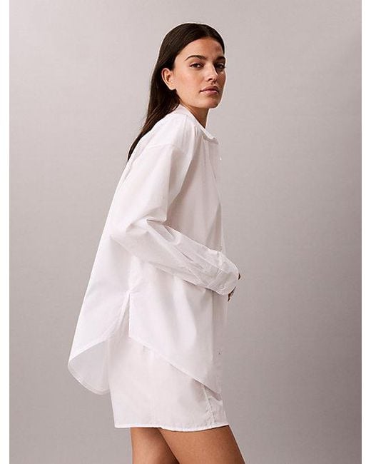 Calvin Klein Pink Pyjama Shirt Cotton Poplin