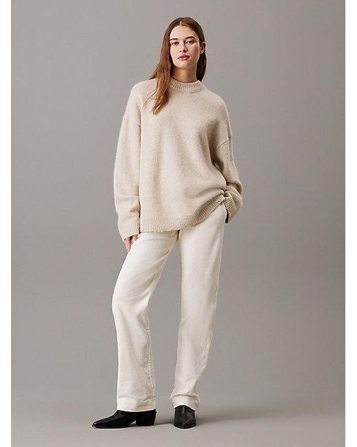 Calvin Klein Rechte Corduroy Broek in het Natural