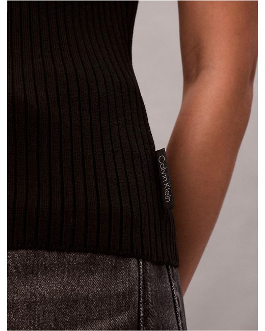 Calvin Klein Black Calvin Klein Smooth Cotton Rib Sweater Tank