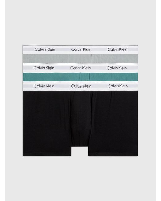 Calvin Klein Green Plus Size 3 Pack Trunks - Modern Cotton for men