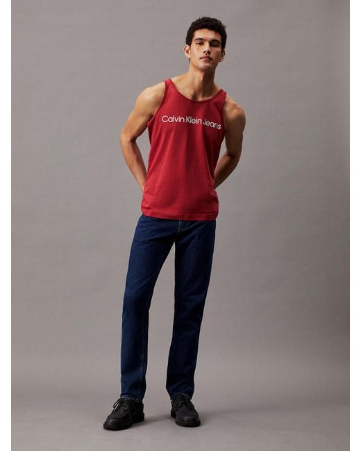 Débardeur avec logo Calvin Klein pour homme en coloris Red