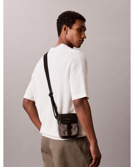 Calvin Klein Black Emblem Jacquard Reporter Bag for men