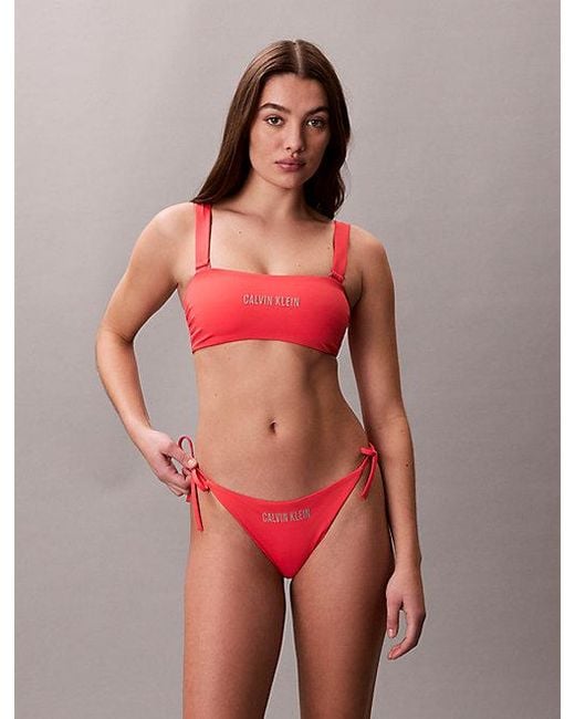 Calvin Klein Red Tie Side Bikini Bottoms Intense Power