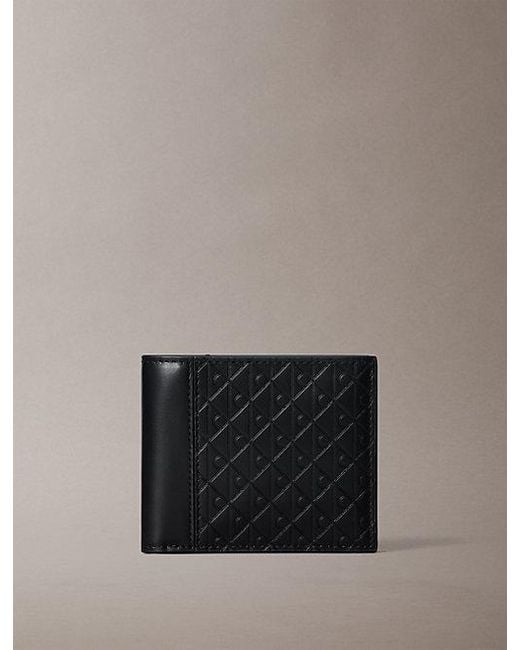 Calvin Klein Gray Allover Emblem Logo Bifold Wallet With Coin Pouch for men