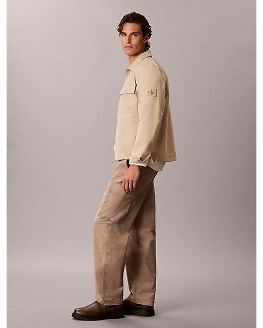 Calvin Klein Natural Jeans Straight Cotton Twill Cargo Trousers for men