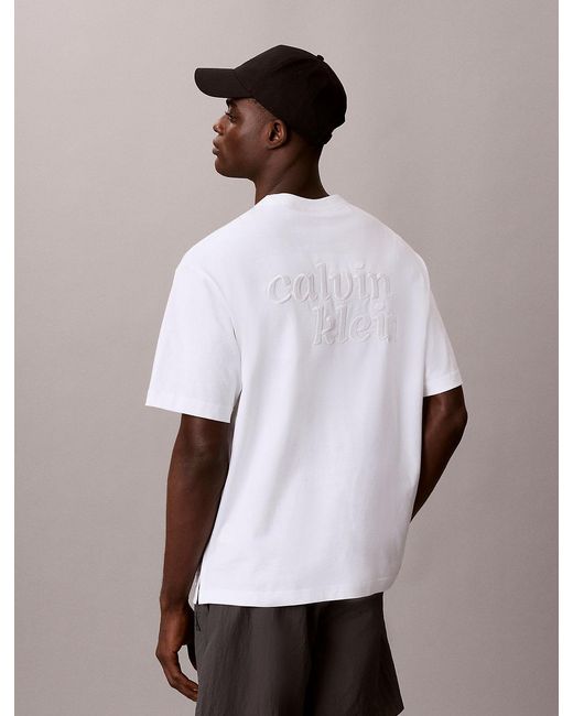 Calvin Klein White Relaxed Logo Appliqué T-Shirt for men