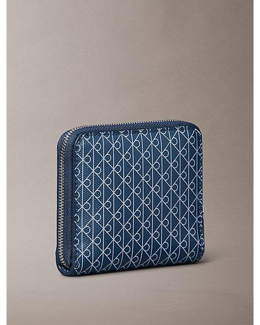 Calvin Klein Blue Rfid Square Zip Around Logo Wallet