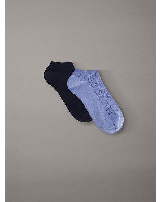 Calvin Klein Blue 2 Pack Soft Stretch Stripe Trainer Socks for men