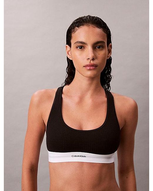 Calvin Klein Black Bralette Cotton Modal Rib