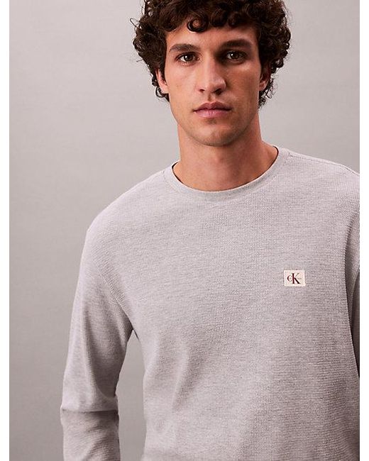Calvin Klein Gray Jeans Long Sleeve Waffle T-Shirt for men
