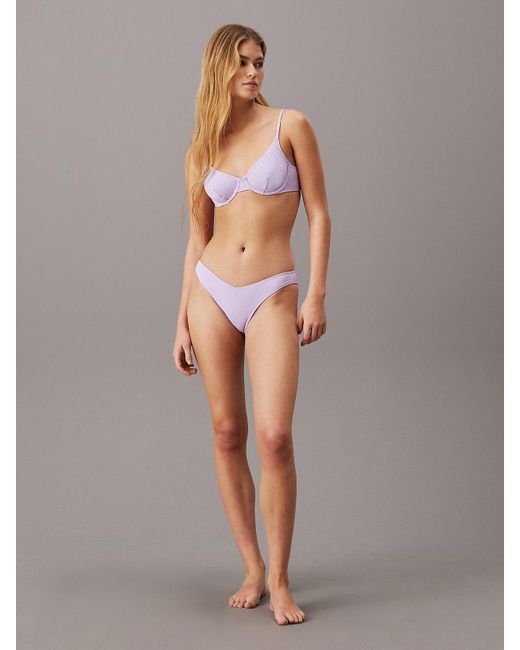 Calvin Klein Purple Brazilian Bikini Bottoms - Ck Monogram Texture