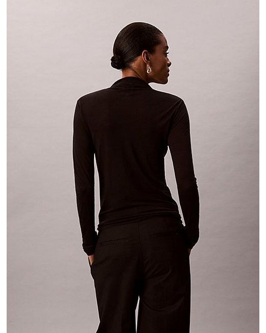 Calvin Klein Black Slim Mock Neck Top