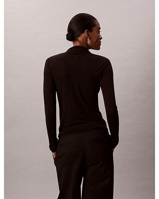 Calvin Klein Slanke Top Met Ronde Hals in het Black