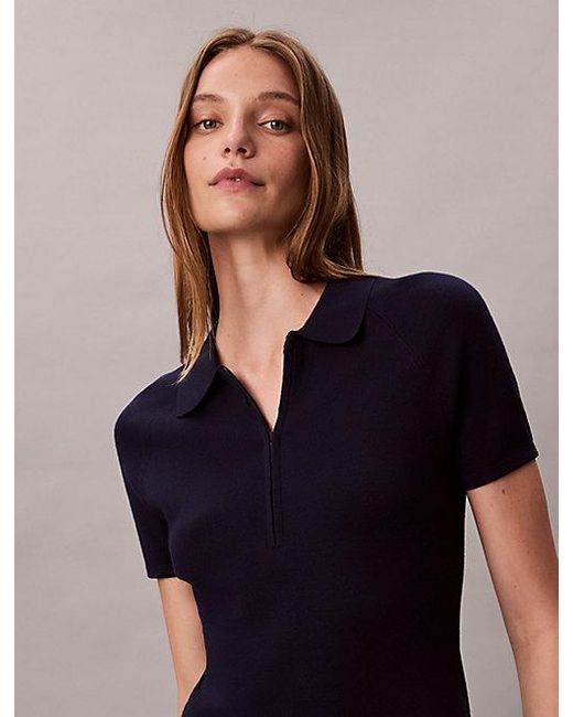 Calvin Klein Black Jeans Slim Zip Neck Polo Dress