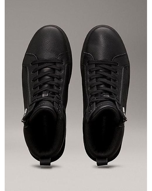 Calvin Klein Leren High-Top Sneakers in het Black voor heren