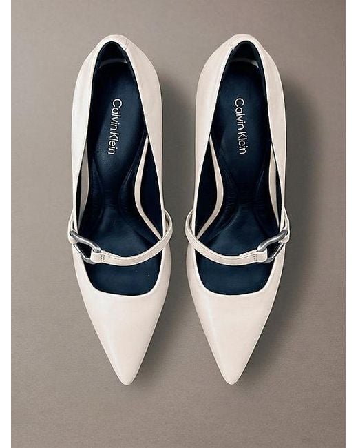 Calvin Klein Metallic Leather Stiletto Strap Pumps