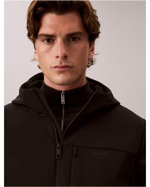 Calvin Klein Brown Softshell Lined Hooded Jacket for men