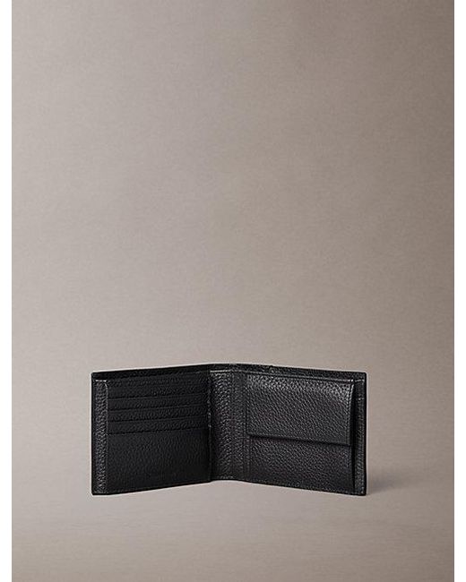 Calvin Klein Gray Full Grain Leather Rfid Trifold Wallet for men