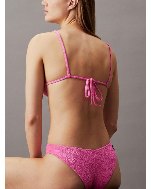 Calvin Klein Pink Bikini Bottoms - Ck Monogram Texture