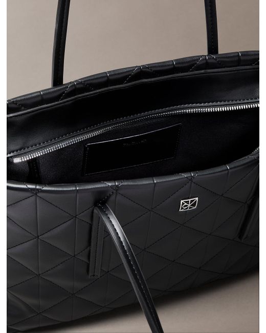 Calvin Klein Black Quilted Emblem Logo Small Tote Bag