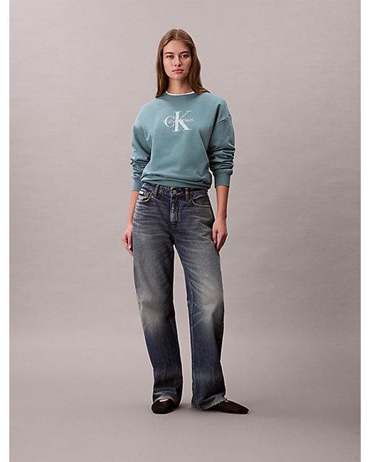 Calvin Klein Blue Jeans Monologo French Terry Relaxed Sweatshirt