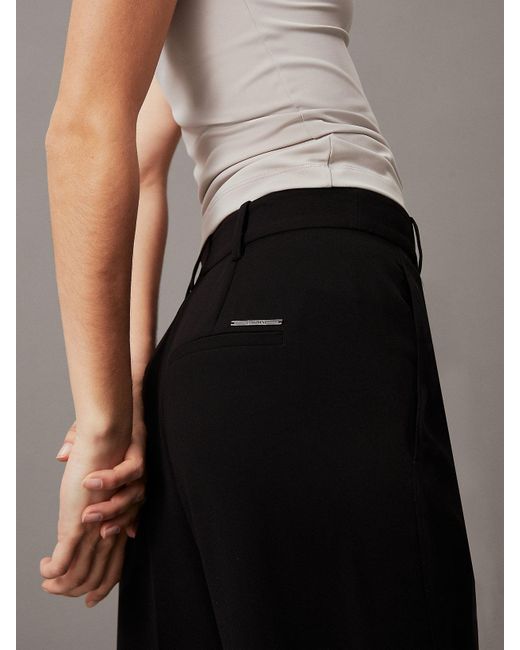 Pantalon à jambes larges en sergé Calvin Klein en coloris Black