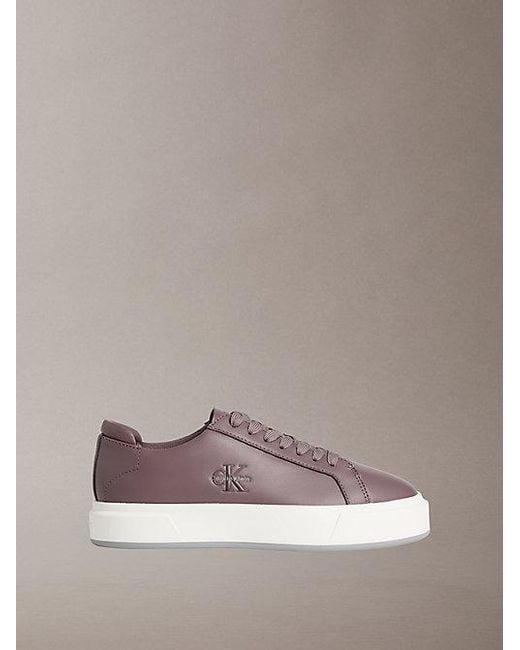 Calvin Klein Brown Premier Leather Signature Trainers