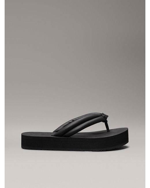 Calvin Klein Gray Platform Flip Flops