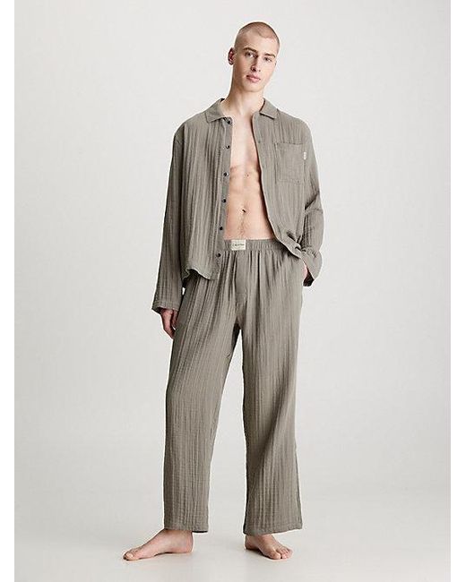 Calvin Klein Pyjama Met Broek - Pure Textured in het White voor heren