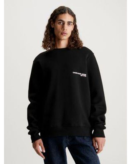 Calvin Klein Sweatshirt Met Sprayprint En Logo in het Black voor heren