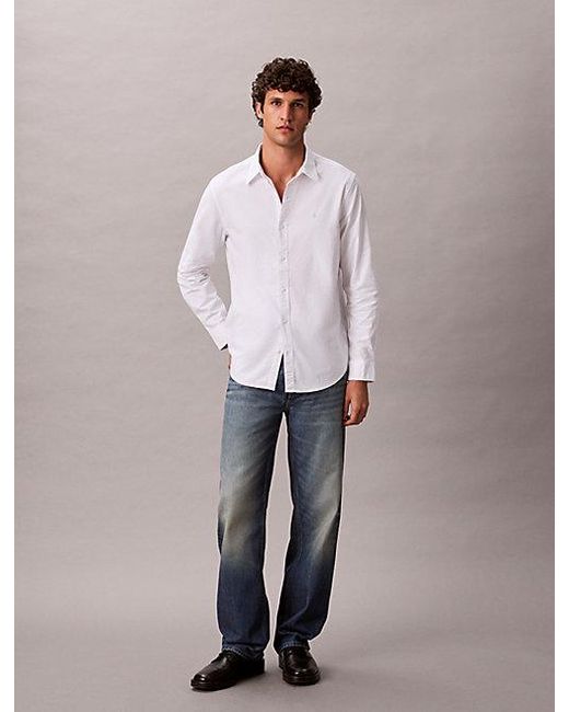 Calvin Klein Klassisch Einfarbiges Oxford-Button-Down-Hemd in White für Herren