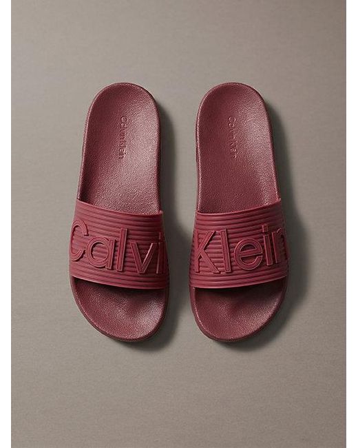 Calvin Klein Brown Nemo Contoured Emblem Logo Sliders for men
