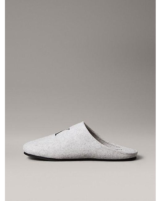 Calvin Klein Signature Vilten Muilpantoffels Met Logo in het Metallic voor heren