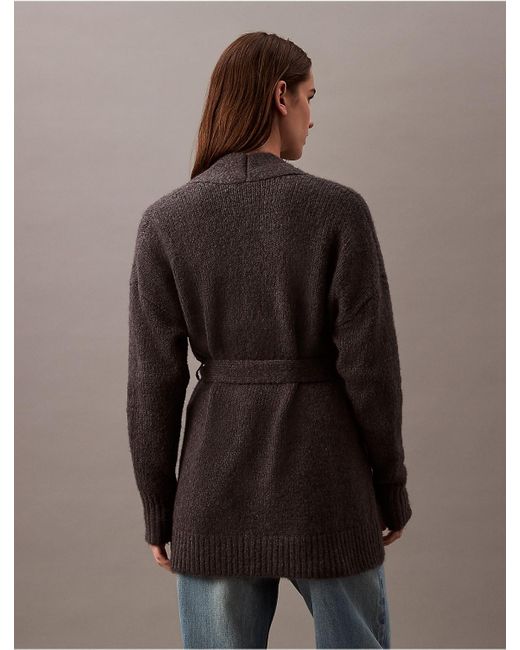 Calvin Klein Brown Brushed Wool Blend Cardigan