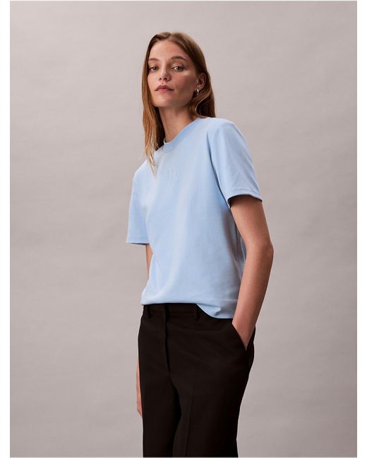 Calvin Klein Blue Emblem Logo Graphic Classic T-Shirt
