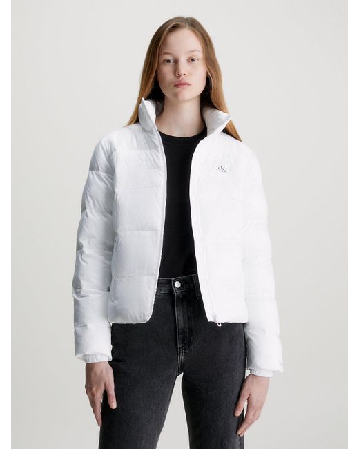Calvin Klein White Short Fitted Puffer Jacket