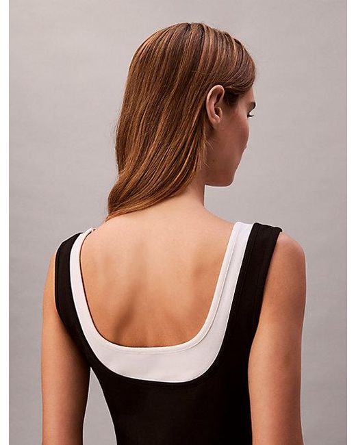 Calvin Klein Black Jeans Contrast Layer Midi Dress