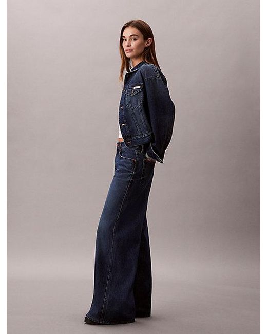 Calvin Klein Ultra Wide Leg Jeans in het Blue