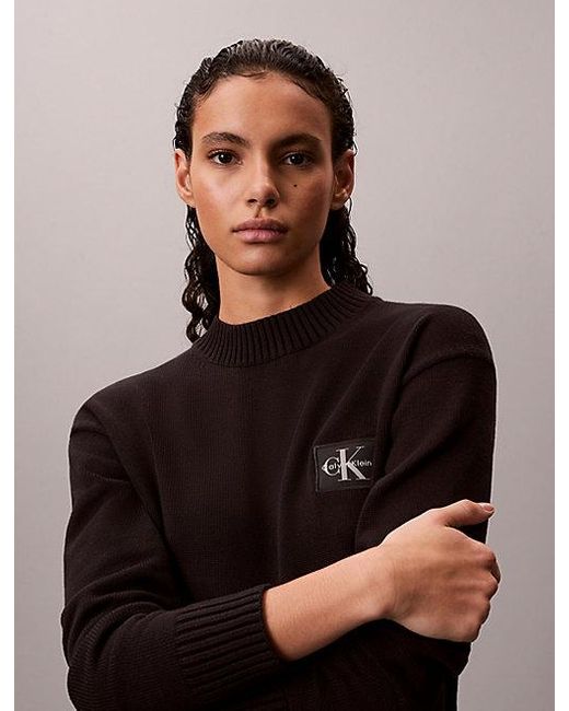 Calvin Klein Black Jeans Cotton Knit Badge Jumper