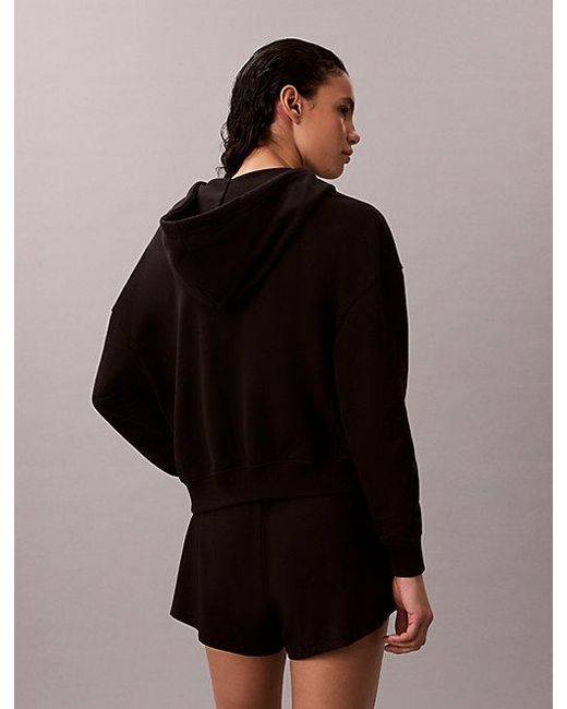 Calvin Klein Black Cotton Terry Blend Zip Lounge Hoodie