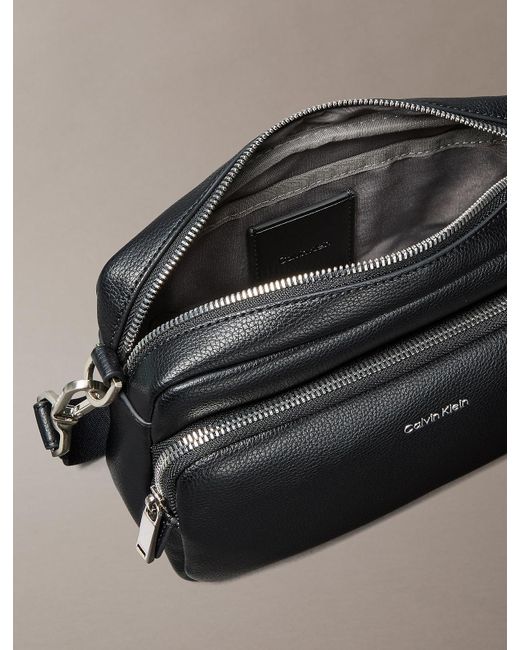 Calvin Klein Black Logo Pebbled Crossbody Camera Bag for men